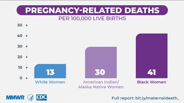 pregnancy-related deaths per 100,000 live births by race